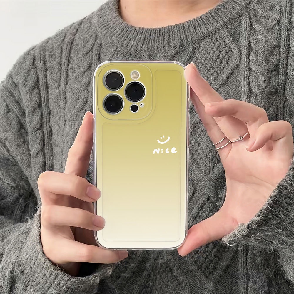 ✅Ốp Điện Thoại Mềm Chống Sốc Họa Tiết Mặt Cười Màu Gradient Cho Iphone 78Max 1211 13 6In14Pro plus