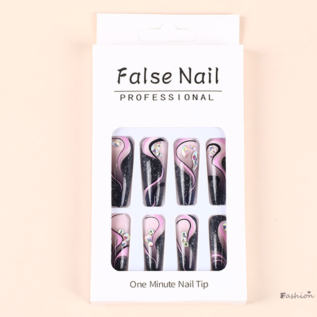 Móng Tay Giả Màu Đen Phong Cách Pháp Thời Trang