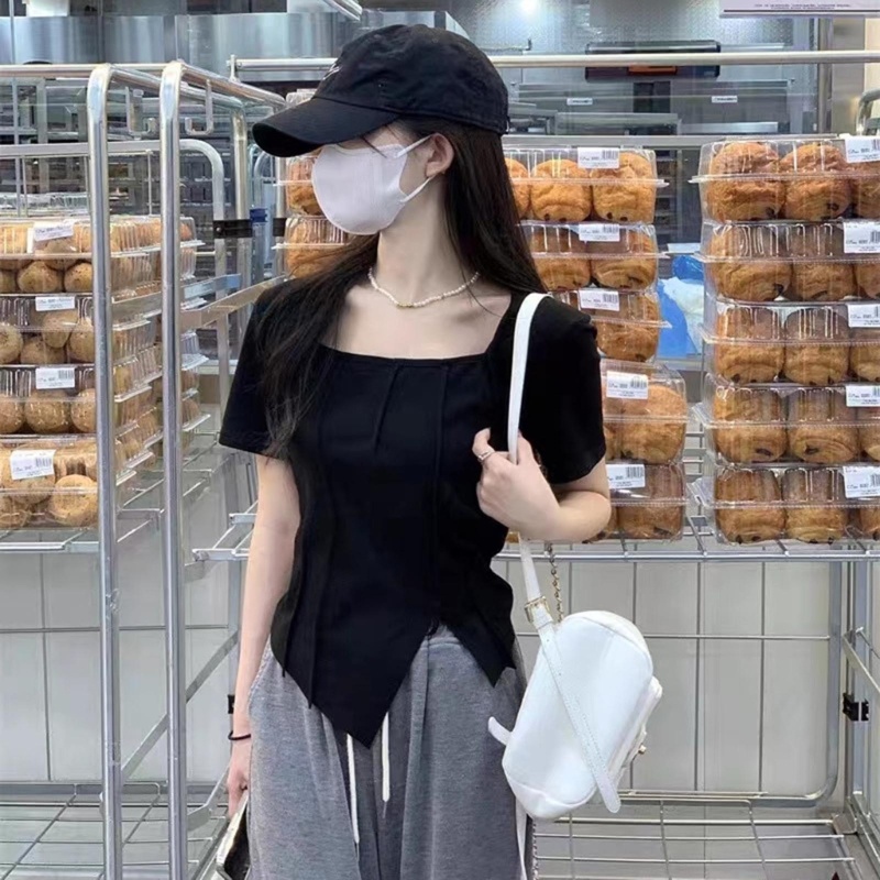 Áo Thun Cổ Vuông Thời Trang Mùa Hè Cho Nữ