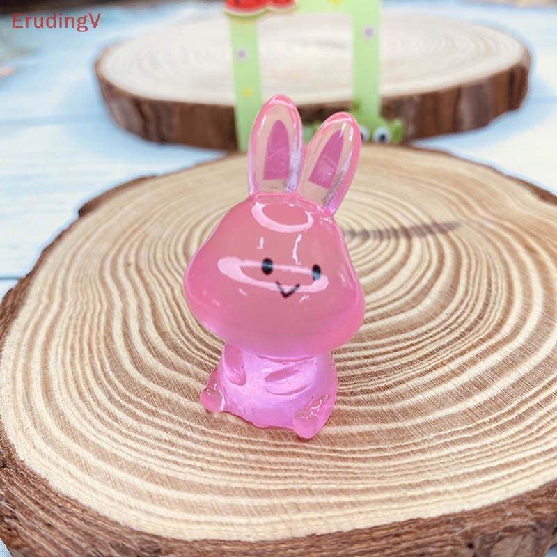 Set 2 Mô Hình Thỏ Mini Bằng Nhựa Phát Quang Trang Trí Sân Vườn