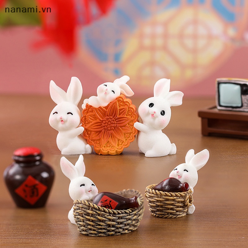 Tượng Thỏ Cung Hoàng Đạo Năm Mới Mini Phong Cách Trung Hoa Trang Trí Tiểu Cảnh
