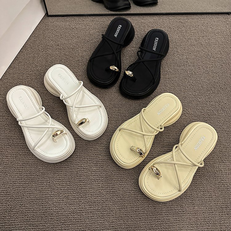 Dép Đế Vừa Quai Chéo Bằng Kim Loại Phong Cách Roman