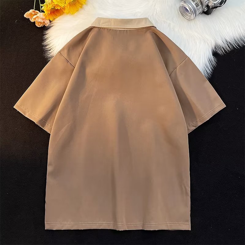 Áo Thun polo Ngắn Tay Cao Cấp Màu Sắc Tương Phản Có Khóa Kéo Thời Trang Mùa Hè Dành Cho Nam