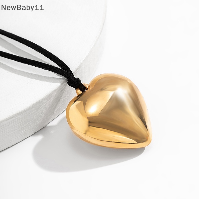 Vòng Cổ Choker Dây Nhung Đen Thắt Nút Mặt Trái Tim Lớn Phong Cách Gothic Thanh Lịch Có Thể Điều Chỉnh Cho Nữ