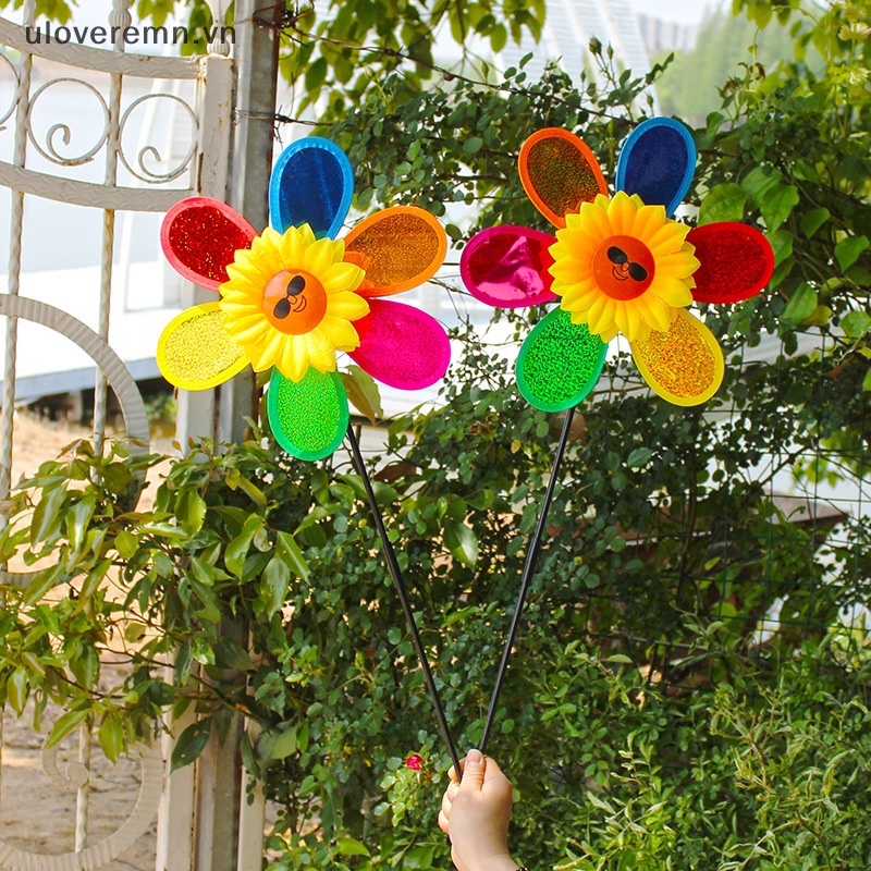 Uloveremn Cối Xay Gió Hình Hoa Hướng Dương Đính Kim Sa Nhiều Màu Sắc Có Thể Gấp Gọn Mang Theo Cắm Trại / Trang