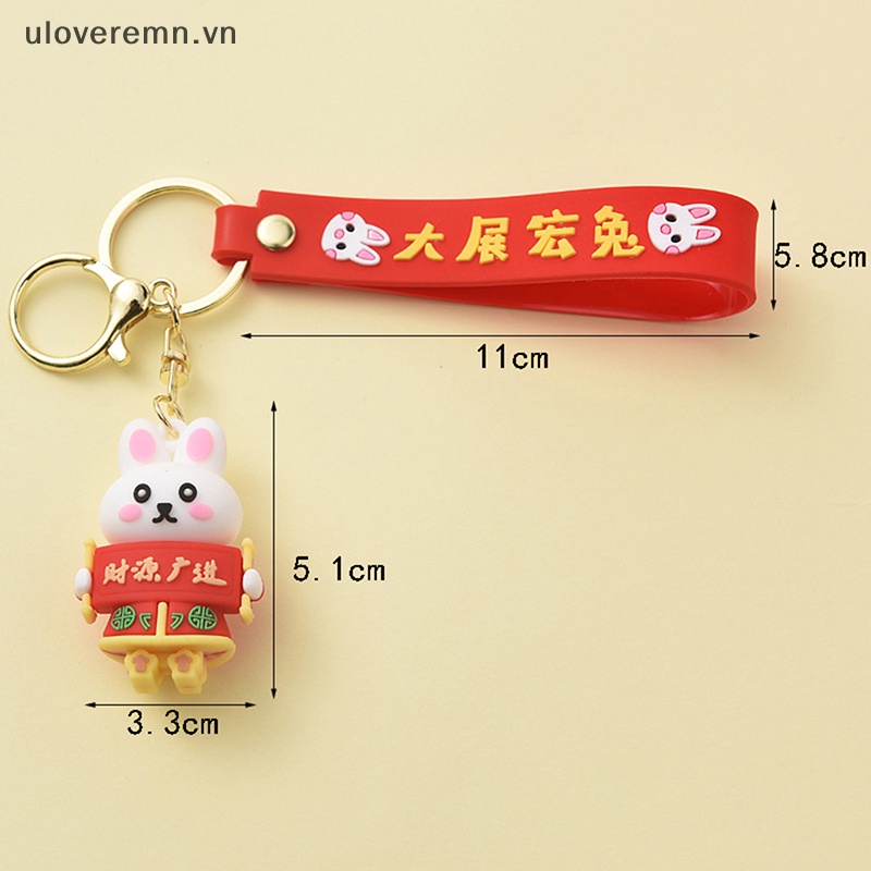 Uloveremn Móc Khóa Hình Thỏ Trung Quốc Bằng Nhựa Resin Nhiều Màu Dễ Thương