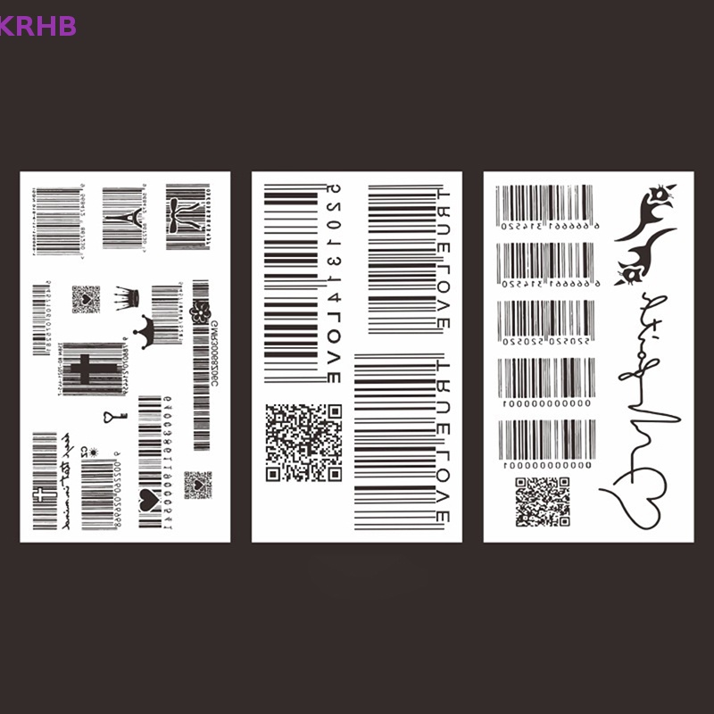 1 Tấm Hình Xăm Dán Họa Tiết Mã Vạch 3D Độc Đáo Mới