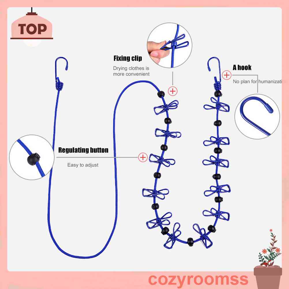 Dây Phơi Quần Áo Kèm 12 Kẹp Chống Trượt