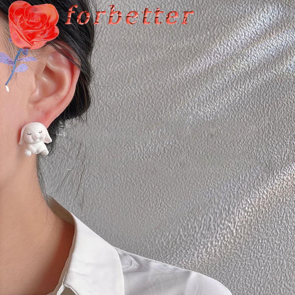 Bông Tai Hình Thỏ Bằng Nhựa Resin Dễ Thương Phong Cách Nhật Hàn