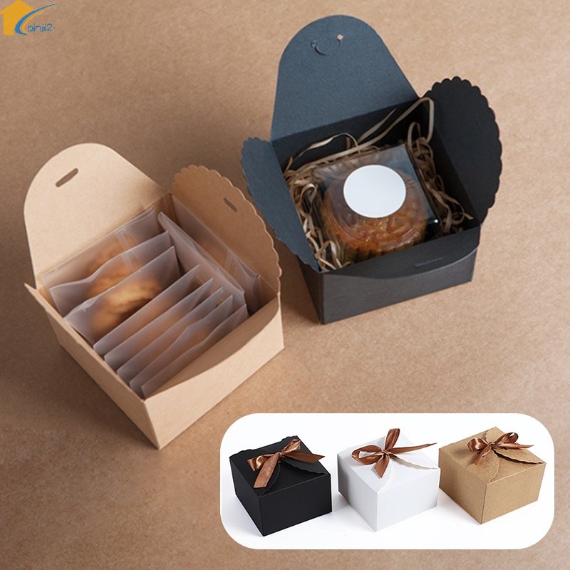 Hộp Đựng Bánh Kẹo Hình Vuông Màu Trắng Đen Phong Cách Retro