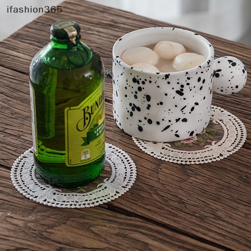 Tấm Lót Cốc Cà Phê Họa Tiết Ren Thêu Phong Cách Vintage 11.8cm ifashion365