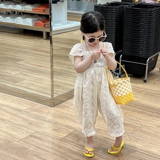 Bộ áo liền quần bé gái Bộ áo liền quần thêu thời trang Bộ áo liền quần tay bay Bộ áo liền quần trẻ em Phiên bản Hàn Quốc Quần áo trẻ em Mùa hè 2023 Phong cách mới
