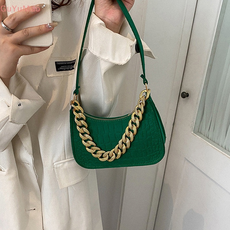 [cxGUYU] Túi Xách Đeo Dưới Cánh Tay Thiết Kế Chuỗi Xích Đơn Giản Kết Cấu Mới PRTA