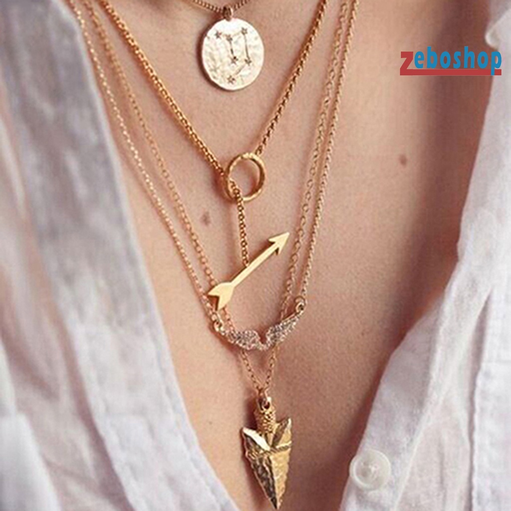 Vòng cổ Nhiều Lớp Mặt Hình Chiếc Lá / Trái Tim Xinh Xắn Cho Nữ