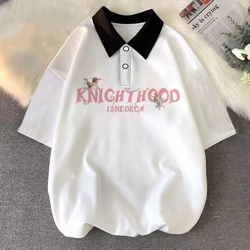 Áo Thun polo Tay Ngắn Phong Cách Đường Phố Hong Kong Thời Trang Mùa Hè Cho Nam Và Nữ