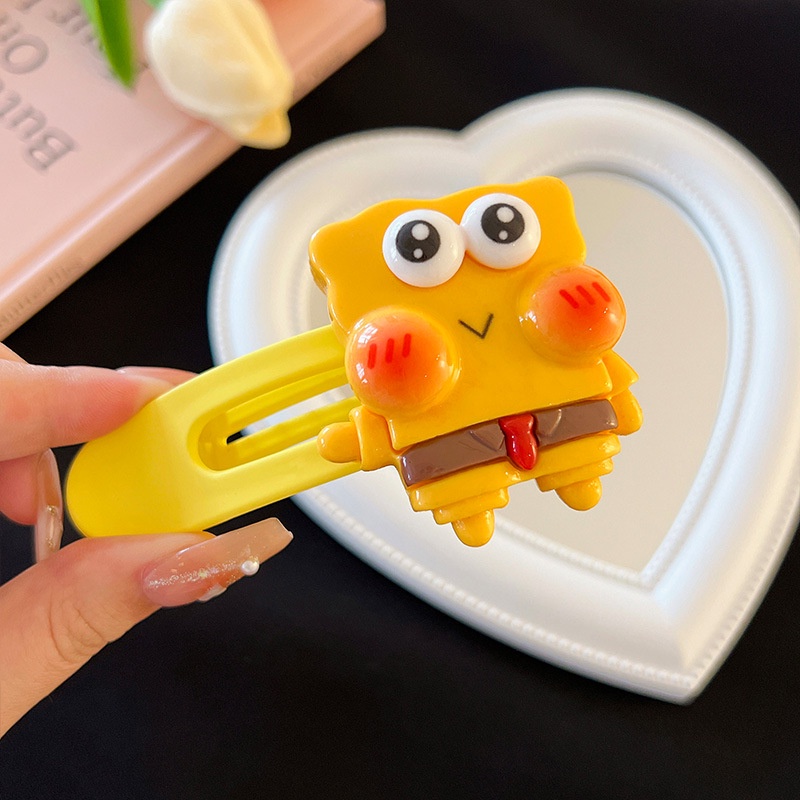 Kẹp Tóc Nhỏ Hình SpongeBob / Ngôi Sao / Vịt Hoạt Hình Dễ Thương