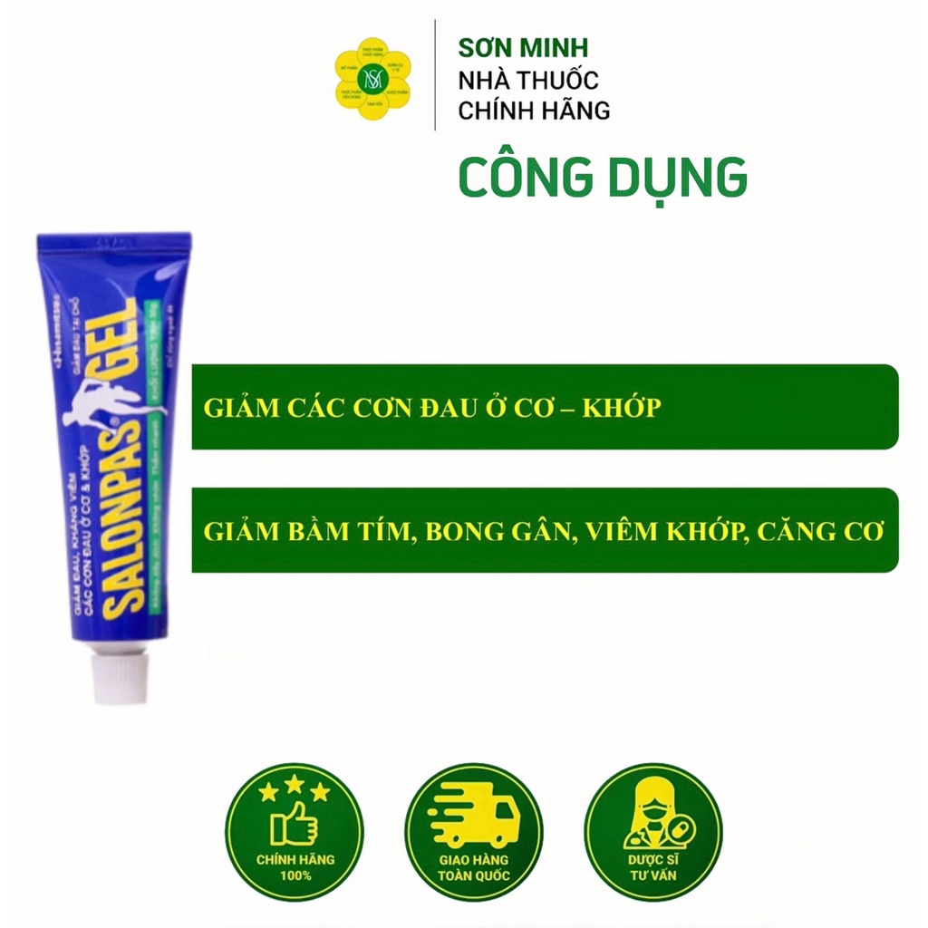 Gel bôi hỗ trợ giảm đau cơ khớp Salonpas gel tuýp 30g