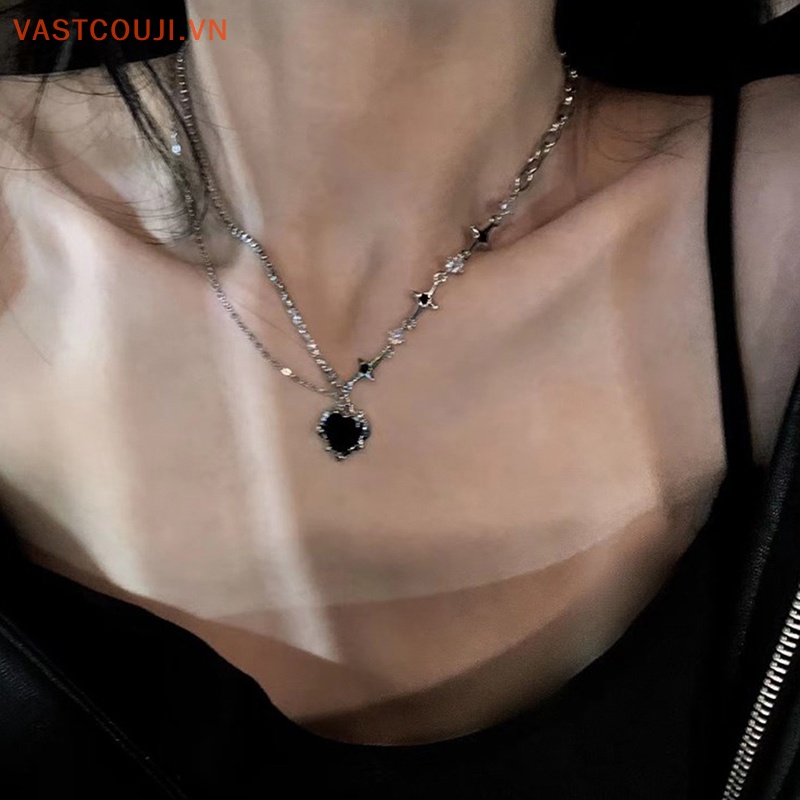 Vòng cổ Mặt Hình Ngôi Sao / Trái Tim Đính Đá Pha Lê Phong Cách Hàn Quốc Thời Trang Cho Tuổi Teen Y2k