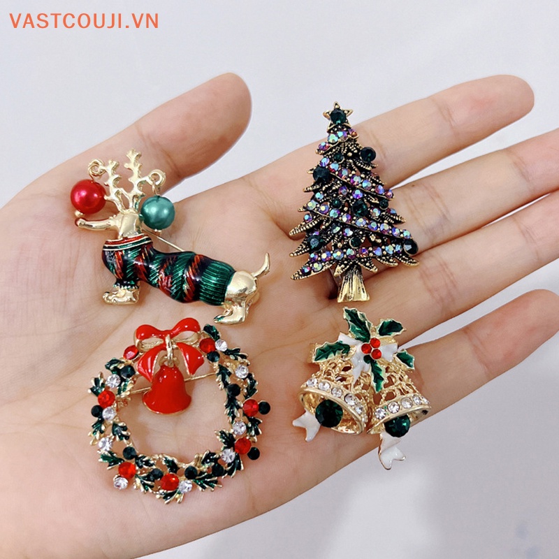 Ghim Cài Áo Kim Loại Hình Cây Thông Giáng Sinh Năm Mới VASTJI