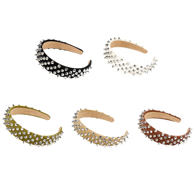 Flgo Băng Đô Trang Điểm Rửa Mặt Co Giãn Thiết Kế Đinh Tán Kim Loại Cho Nữ