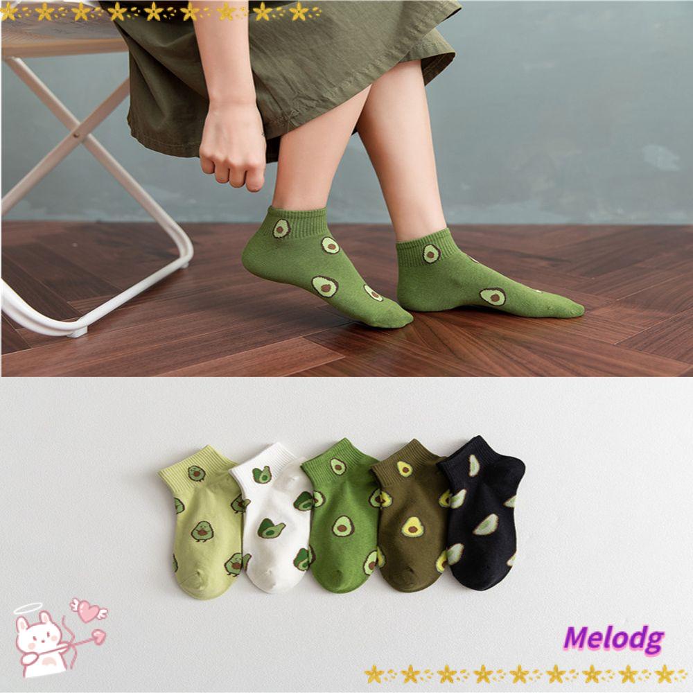 1 Đôi Tất Cotton Co Giãn Thấm Hút Mồ Hôi In Họa Tiết Trái Bơ Kiểu