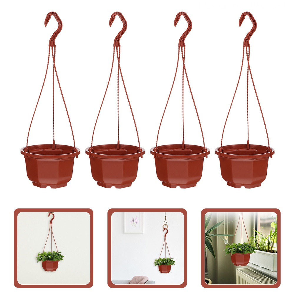 Set 15 Chậu Hoa Treo Trong Nhà / Ngoài Trời Bằng Nhựa Kích Thước Nhỏ Màu Trắng Có Móc Treo Trang Trí Nội Thất