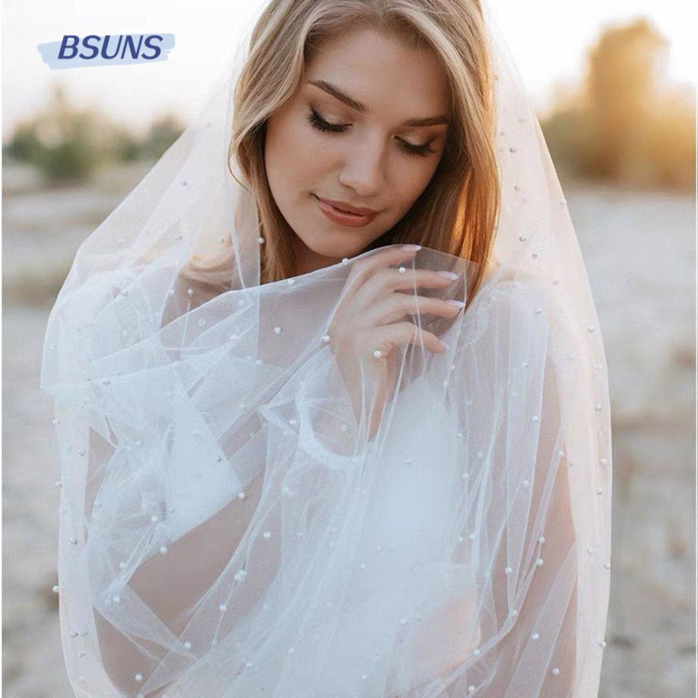 Mạng Che Mặt Màu Trắng Ngà Kèm Lược Cho Cô Dâu