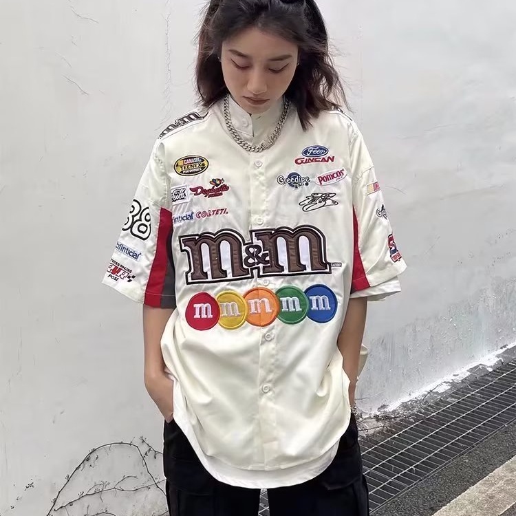 Áo Thun polo Tay Ngắn Thêu Họa Tiết Phong Cách Hip Hop Thời Trang Mùa Hè Cho Nữ