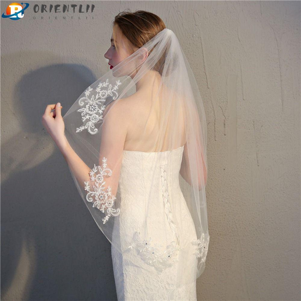 Mạng Che Mặt 1 Lớp Phối Ren Hoa Phụ Kiện Cho Cô Dâu Ngày Cưới