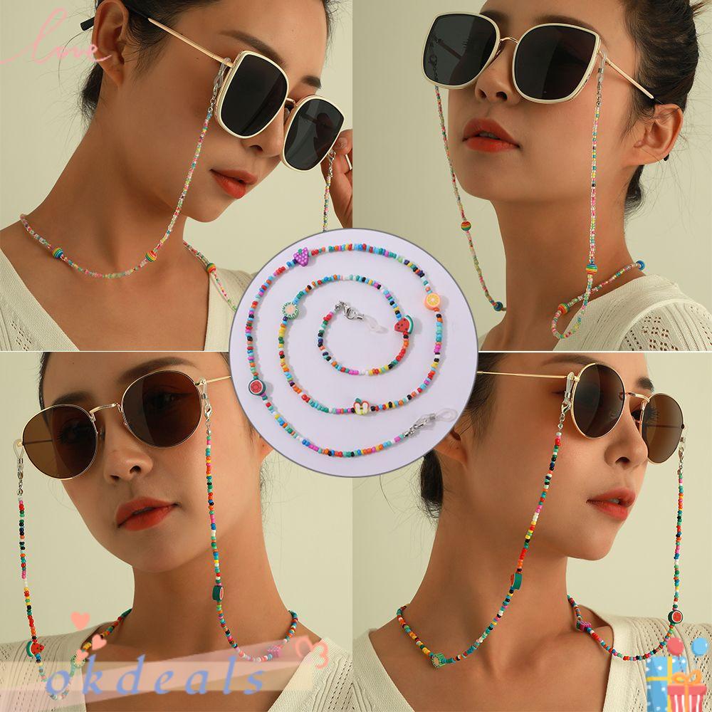 Dây Đeo Mắt Kính Không Trượt Đính Hạt Hình Trái Cây Thời Trang