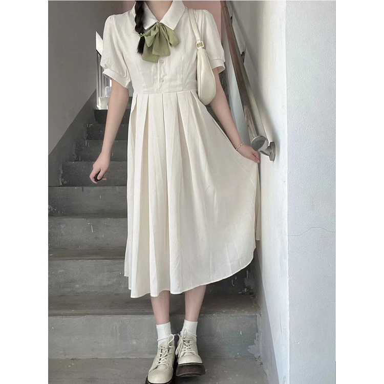 Váy Liền Màu Trắng Váy Dài Phối Đồ Nhẹ Nhàng Cho Nữ Sinh Mùa Hè