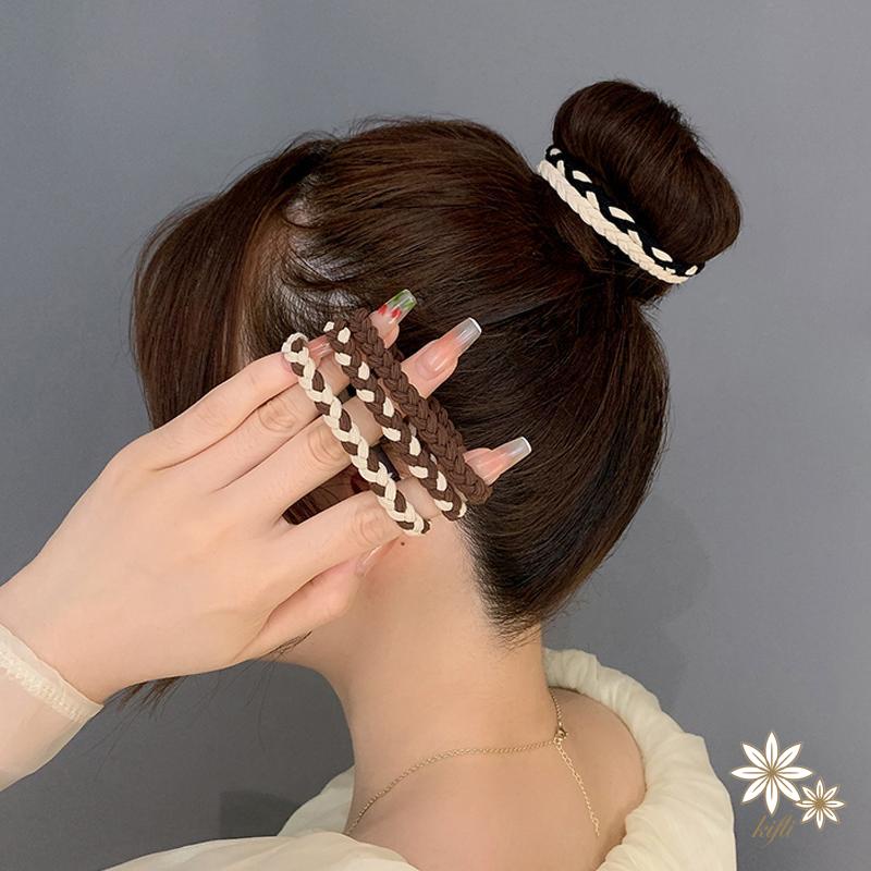 1 chiếc Dây cột tóc thun đan sợi kiêm vòng tay màu pastel xinh xắn