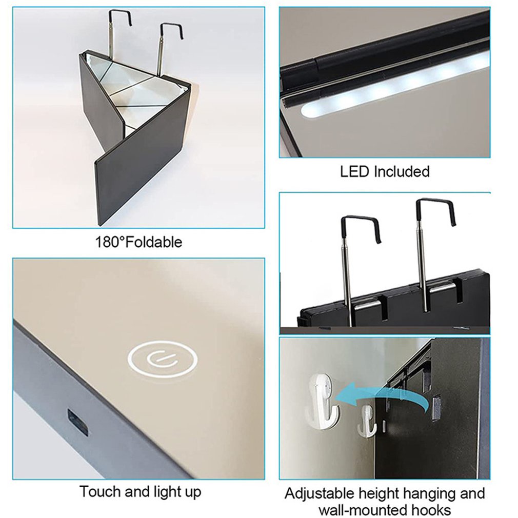=Christmas=Portable Hairdressing Mirror With Light Telescopic Adjustment Makeup Mirror
