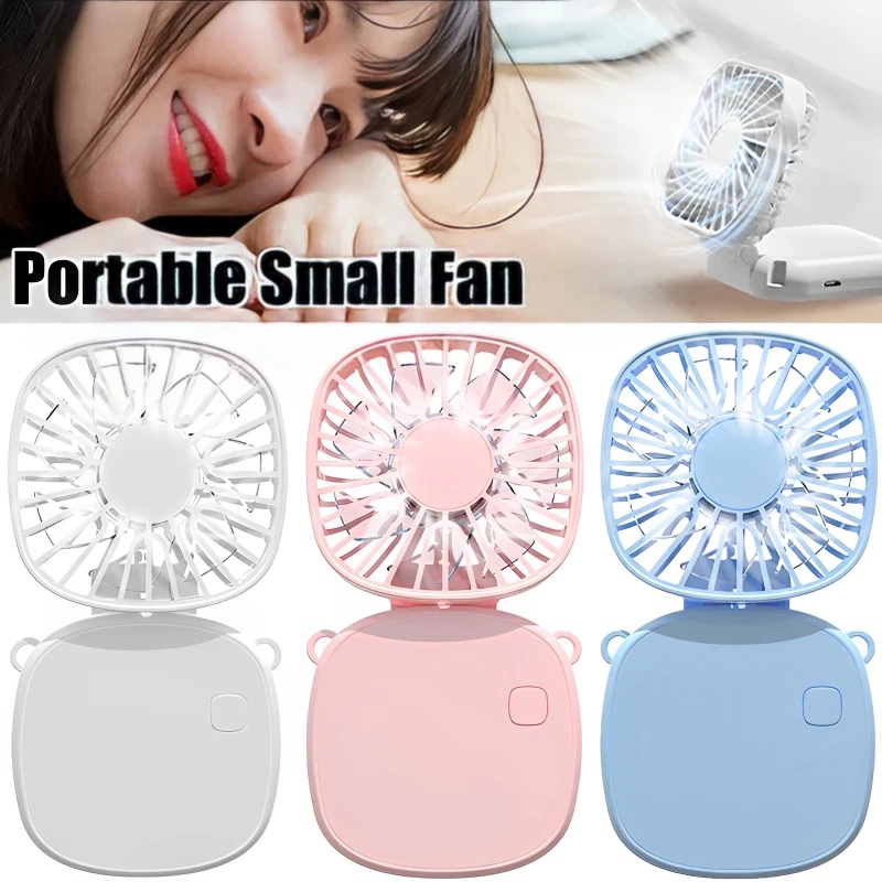 Quạt Làm Mát Điện Mini Cầm Tay / Đeo Cổ Có Thể Gấp Gọn Và Sạc Lại Bằng Cổng USB Dùng Trong Trường Học