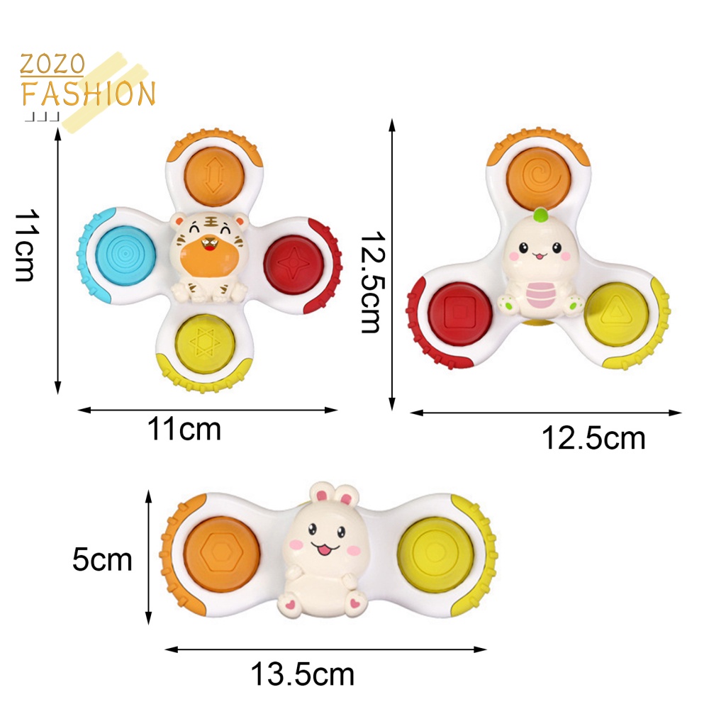 Bộ 3 Đồ Chơi Xoay Có Cốc Hút Nhiều Màu Sắc Vui Nhộn Cho Bé Tắm