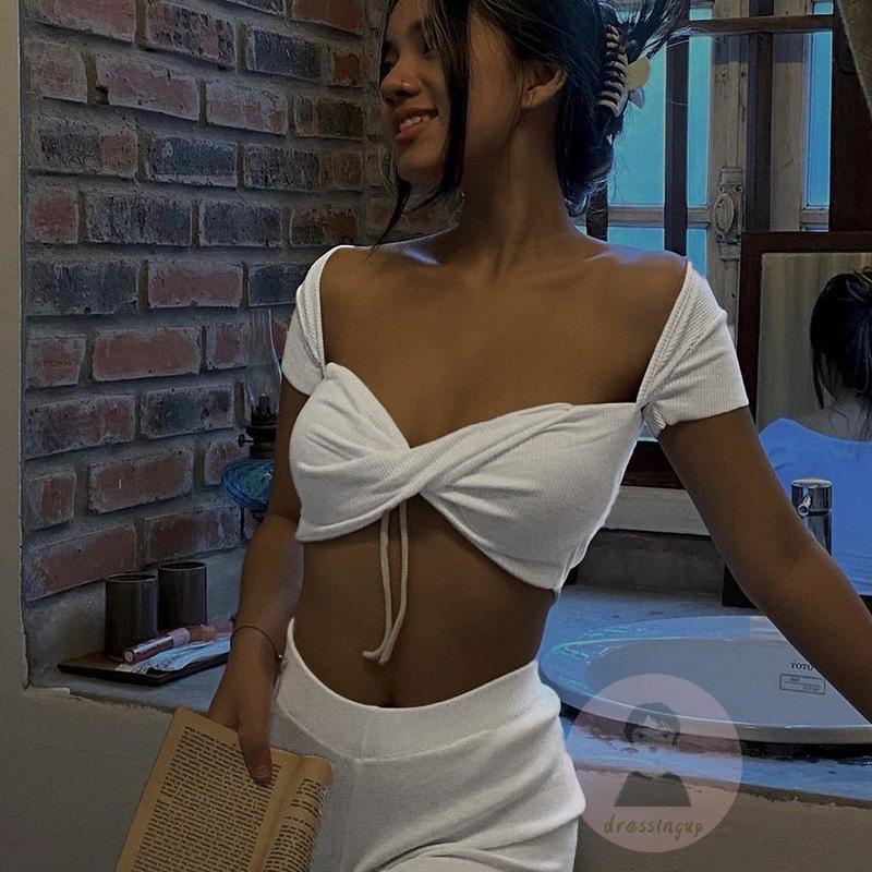 Áo Thun Ngắn Tay Ôm Dáng Màu Sắc Đơn Giản Thời Trang Mùa Hè Cho Nữ