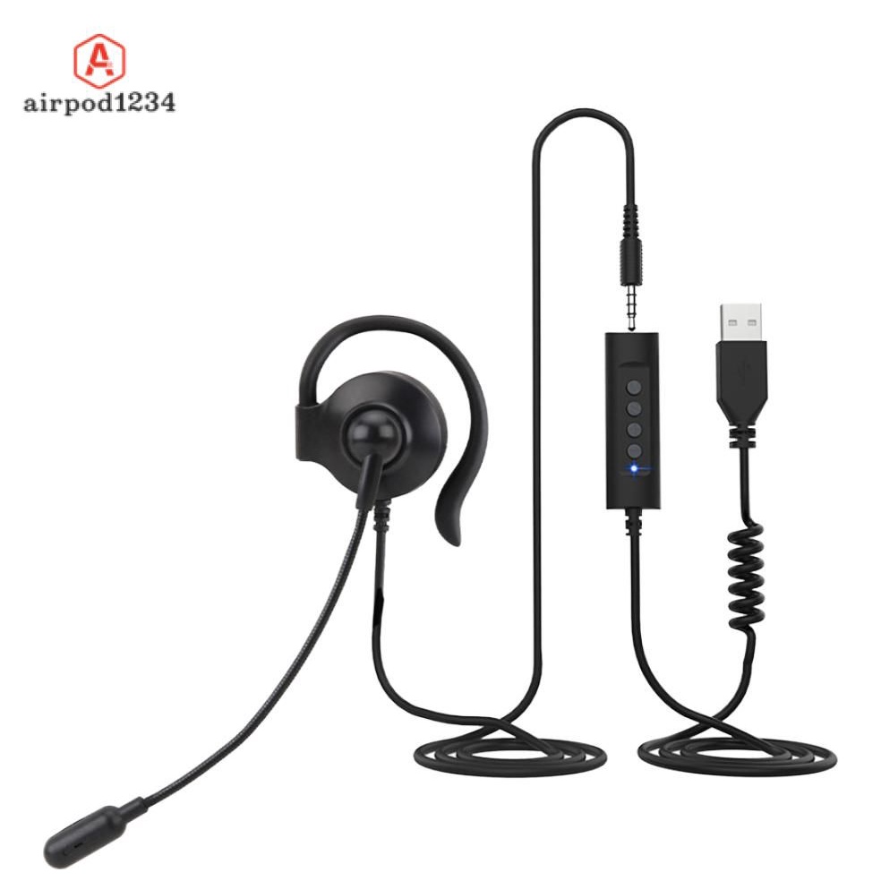 Tai Nghe Văn Phòng Có Dây Một Bên Kèm Mic Điều Khiển Dây USB 3.5mm AUX Mới