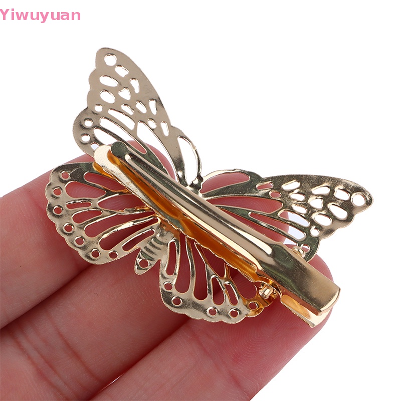 Bộ 2 Kẹp Tóc Kim Loại Hình Bướm Thời Trang Cho Nữ
