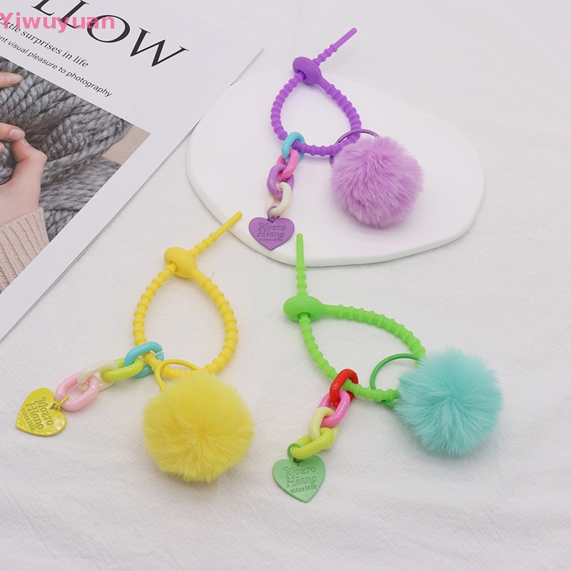< Yiwuyuan > Móc Chìa Khóa Bằng Silicon Mặt Dây Bóng Lông Nhiều Màu Thời Trang Phụ Kiện Làm Trang Sức / Túi X