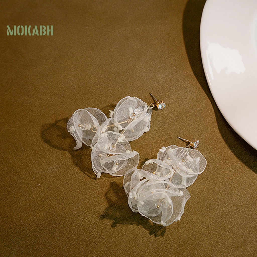 1 Đôi Bông Tai Handmade Họa Tiết Hoa Tinh Tế Chống Mài Mòn Cho Nữ