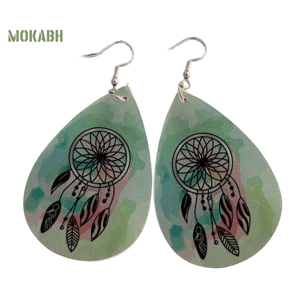 1 Đôi Bông Tai Hình Giọt Nước Nhuộm Giả Da Thời Trang