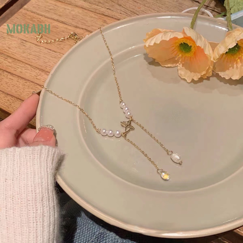 Vòng cổ Mặt Hình Bướm Đính Ngọc Trai Nhân Tạo Thanh Lịch Có Thể Điều Chỉnh Cho Nữ