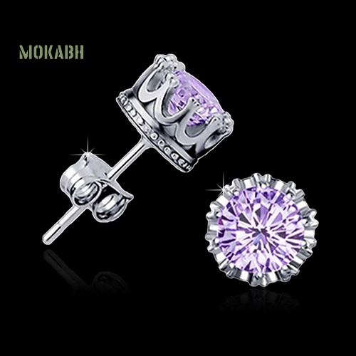 Bông Tai Mạ Bạc Hình Vương Miện Đính Đá Thanh Lịch Thời Trang Cho Nữ