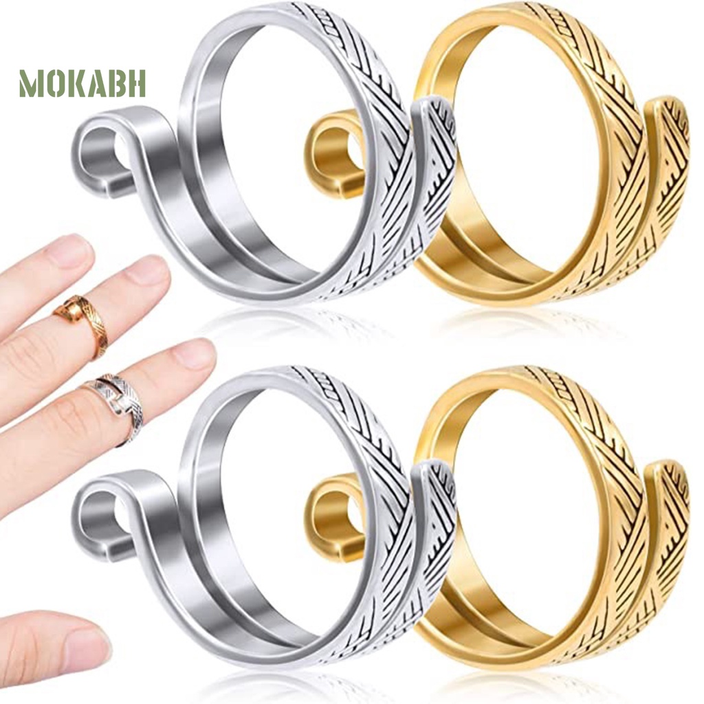 [Mới] Set 5 Nhẫn Mở Điều Chỉnh Được Thiết Kế Cong Dễ Thương Ngăn Ma Sát Và Làm Móc Đan Len