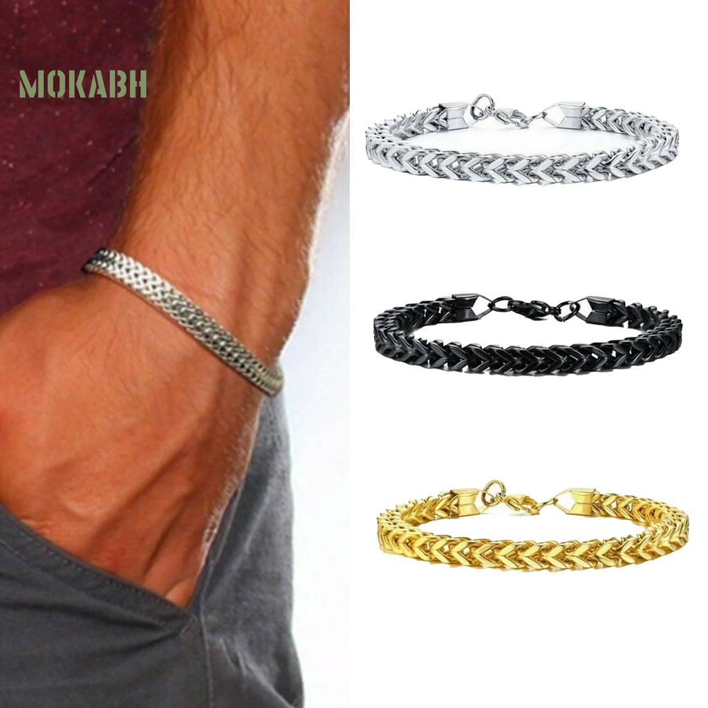 Vòng Đeo Tay Bằng Thép Titan Họa Tiết Xương Rắn Phong Cách Punk Âu Mỹ Thời Trang Cho Nam