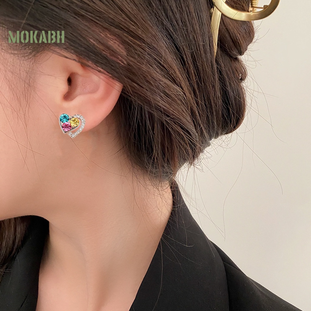 1 Bộ Vòng cổ + Bông Tai Hình Học Nhiều Màu Lấp Lánh Thời Trang Cho Nữ