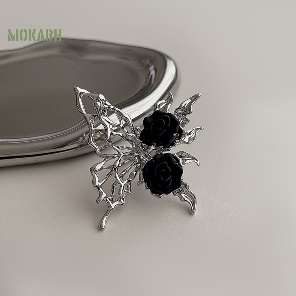 [Mới] Nhẫn Mở Hình Bướm Rỗng Đính Đá Màu Đen Phong Cách Gothic Punk Làm Quà Tặng Thời Trang Cho Nữ