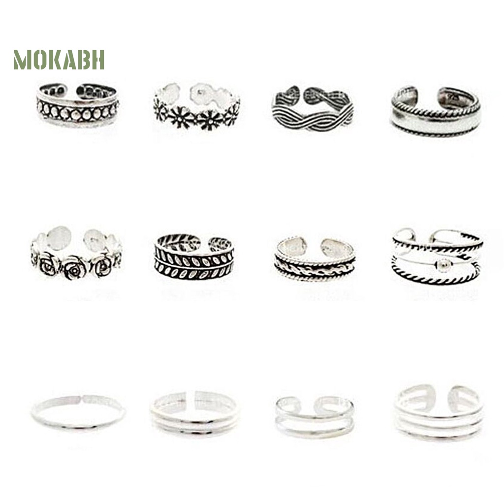 Bộ 12 Nhẫn Đeo Ngón Chân Có Thể Điều Chỉnh Kích Cỡ Thời Trang Dự Tiệc Unisex