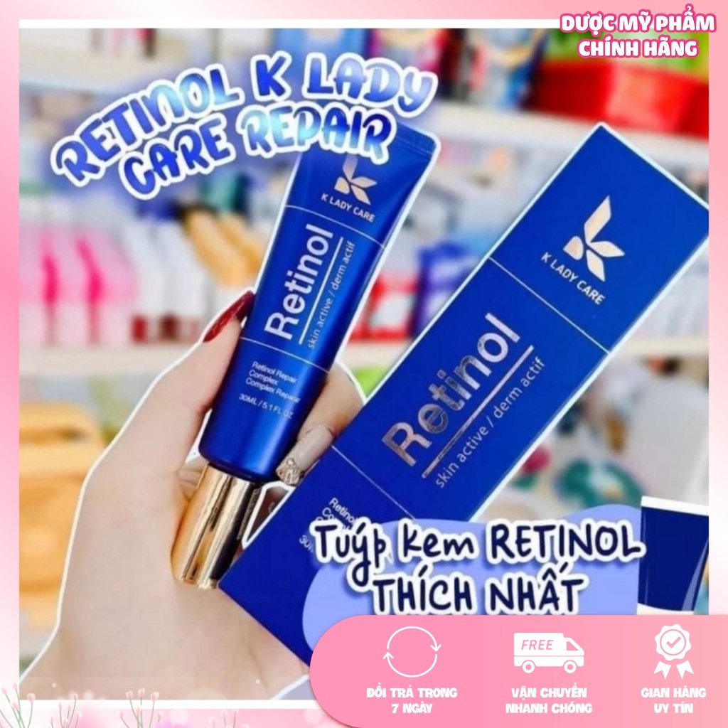 Retinol, Kem dưỡng retinol K Lady Care 30ml Hàn Quốc dưỡng trắng da mặt căng bóng, giảm nếp nhăn, thâm, nám