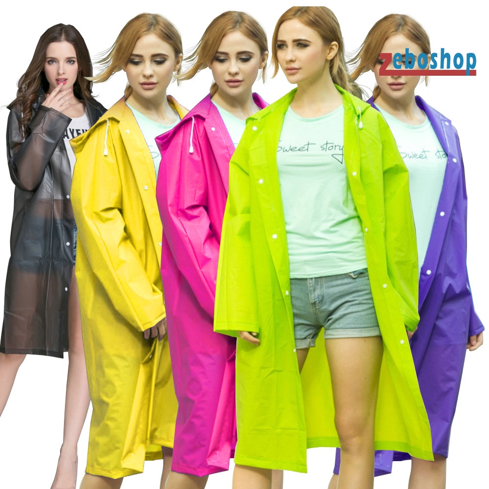Áo Mưa Trong Suốt Bằng EVA Có Mũ Trùm Tiện Dụng Cho Nữ